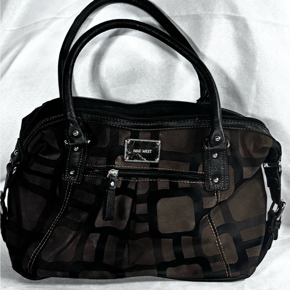 Nine West Black and Brown Patterned Satchel